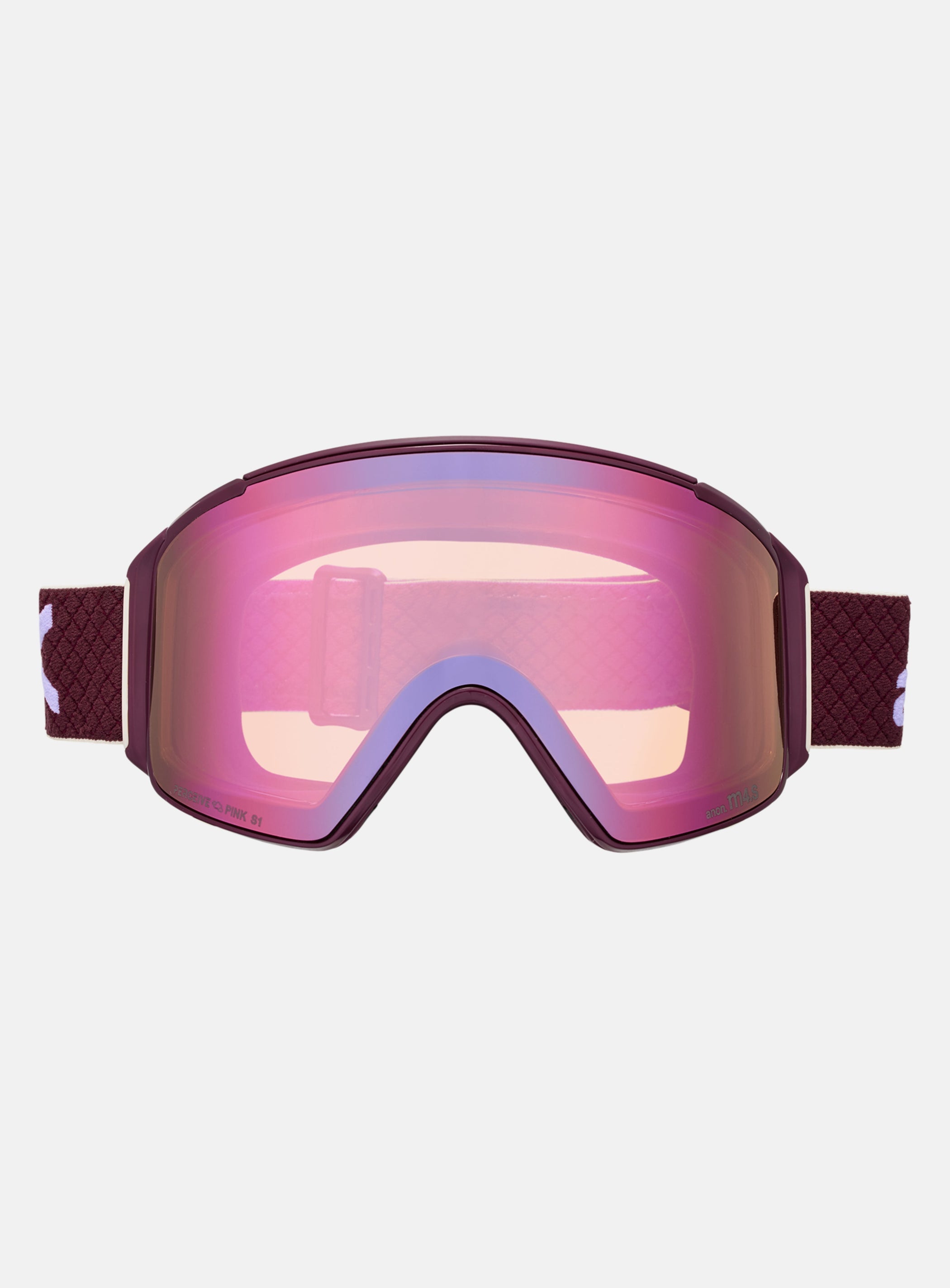 Anon M4S Goggles (Cylindrical) + Bonus Lens + MFI® Face Mask | Frame: Deep Cherry, Lens: Perceive Cloudy Pink