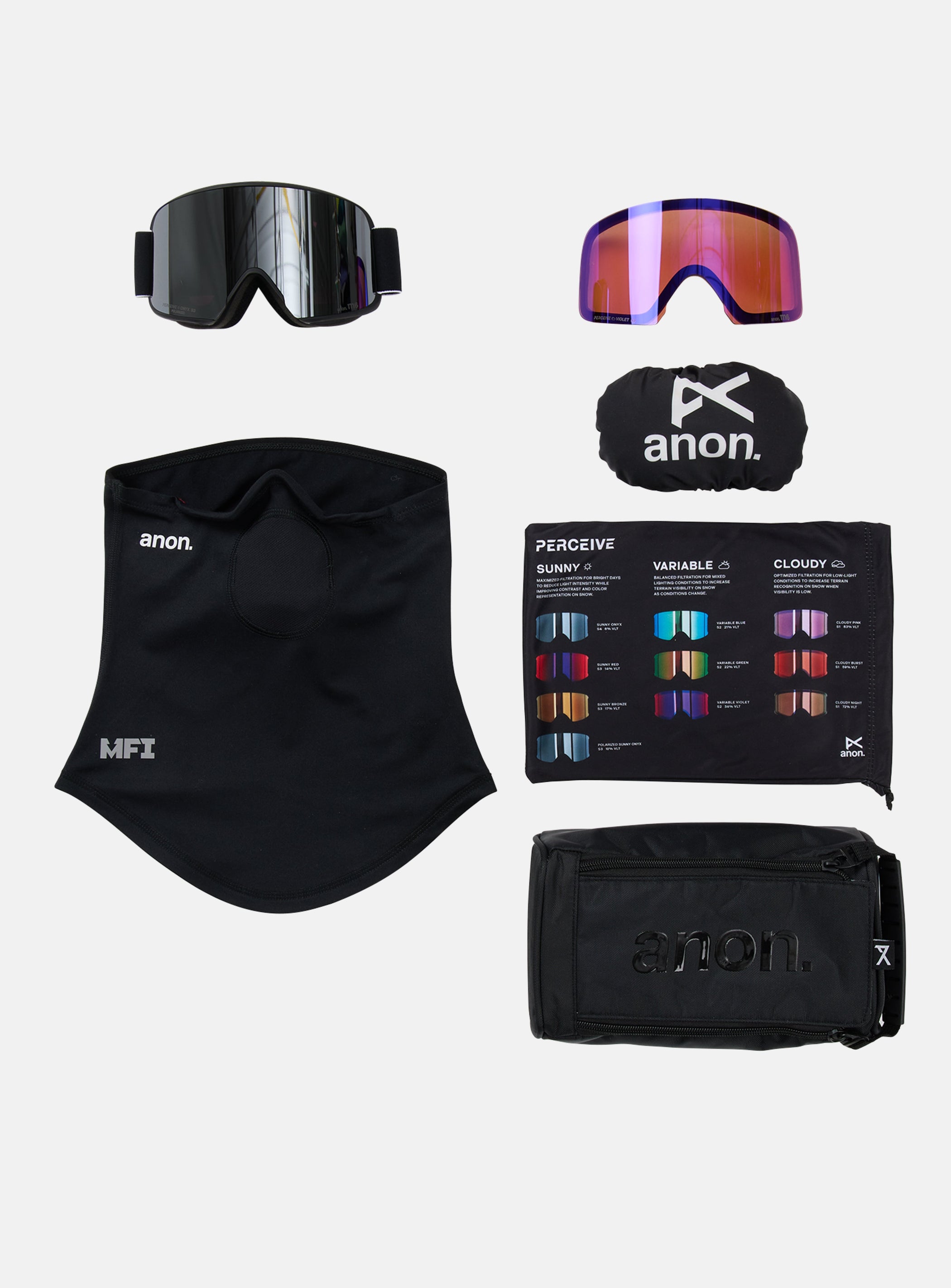 Anon M6 Goggles + Polarized Perceive Lens + MFI® Face Mask | Frame: Black, Lens: Perceive Sunny Polarized Onyx