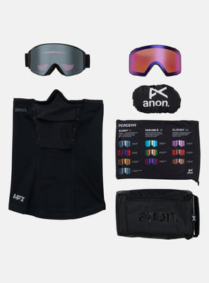 Anon M4S Goggles (Cylindrical) + Bonus Lens + MFI® Face Mask | Frame: Smoke, Lens: Perceive Sunny Onyx