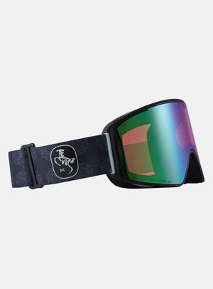 Anon Year of the Horse M4S Goggles (Cylindrical) + Bonus Lens + MFI® Face Mask | Frame: Black, Lens: Perceive Variable Green