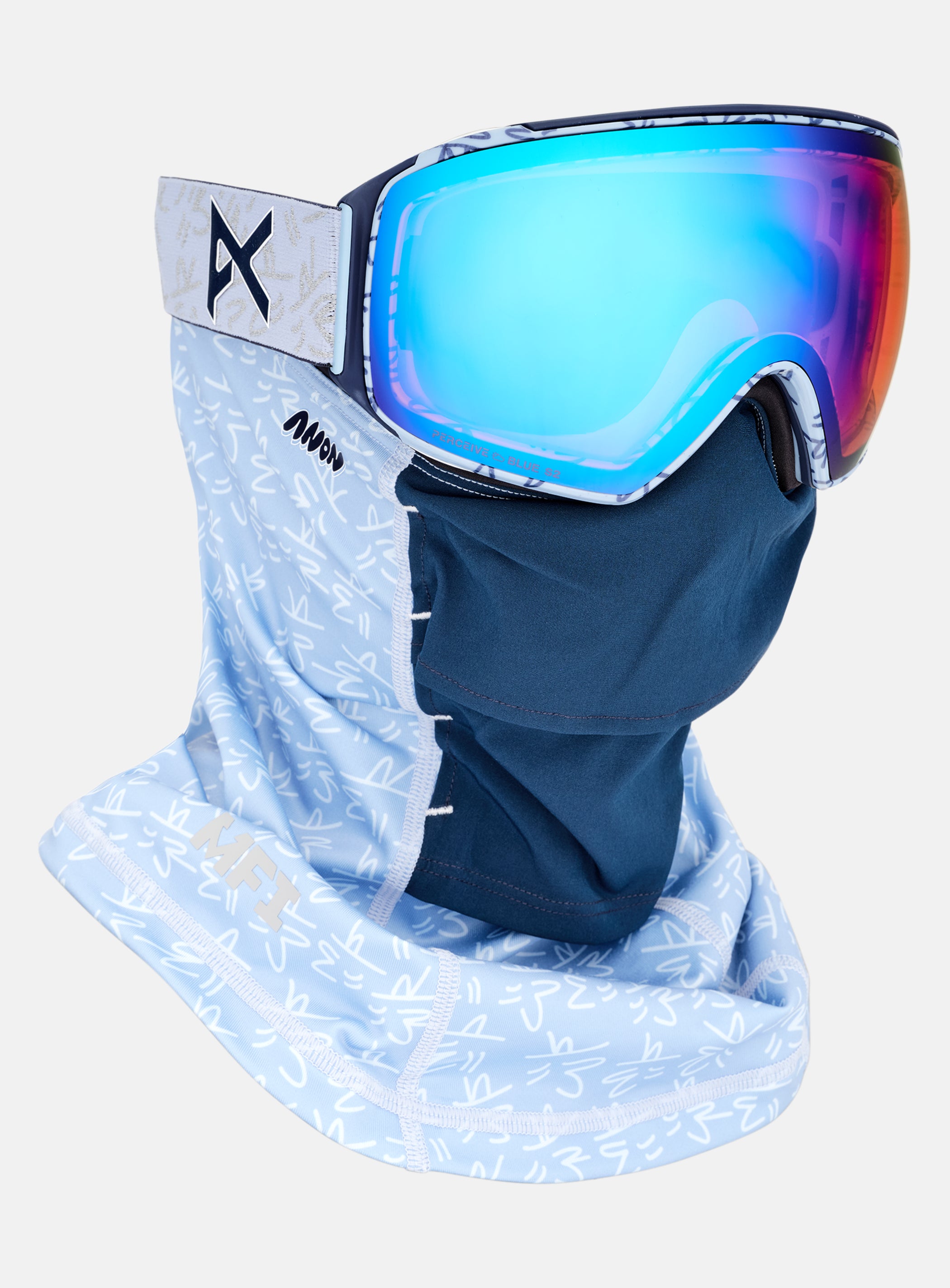 Anon M4 Goggles (Toric) + Bonus Lens + MFI® Face Mask | Frame: LBMIDNIGHTGUS, Lens: Perceive Variable Blue (21% / S2), Spare Lens: Perceive Cloudy Pink (53% / S1)