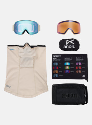 Anon M4 Goggles (Cylindrical) + Bonus Lens + MFI® Face Mask | Frame: Oat, Lens: Perceive Variable Blue