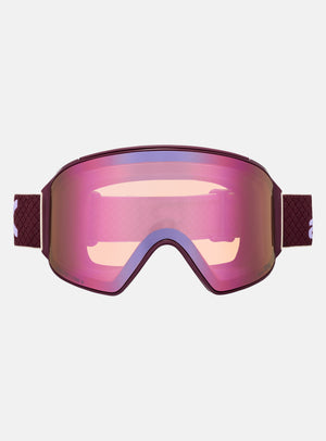 Anon M4 Goggles (Cylindrical) + Bonus Lens + MFI® Face Mask | Frame: Deep Cherry, Lens: Perceive Cloudy Pink