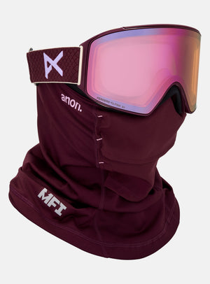 Anon M4 Goggles (Cylindrical) + Bonus Lens + MFI® Face Mask | Frame: Deep Cherry, Lens: Perceive Cloudy Pink