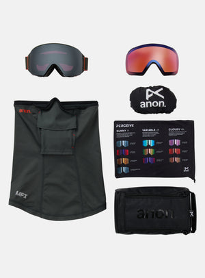 Anon M4 Goggles (Toric) + Bonus Perceive Lens + MFI® Face Mask | Frame: Fiesta Red, Lens: Perceive Sunny Onyx
