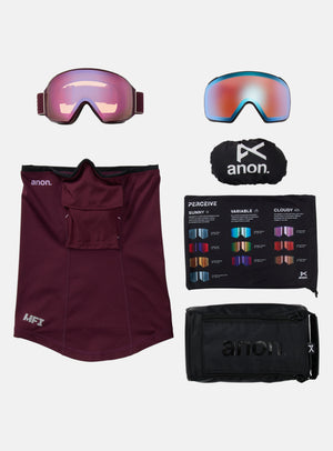 Anon M4 Goggles (Toric) + Bonus Perceive Lens + MFI® Face Mask | Frame: Deep Cherry, Lens: Perceive Cloudy Pink