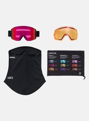 Anon Sync Goggles + Bonus Lens + MFI® Face Mask | Frame: Black, Lens: Perceive Sunny Red