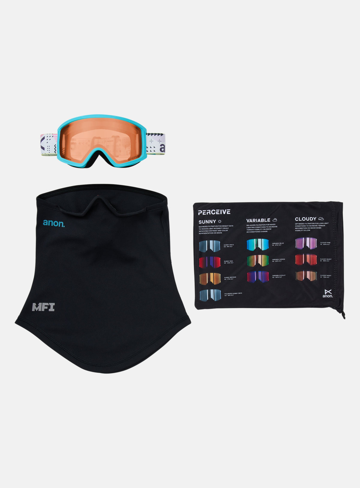 Anon Tracker 2.0 Goggles + MFI® Face Mask | Frame: Geoscope, Lens: Amber