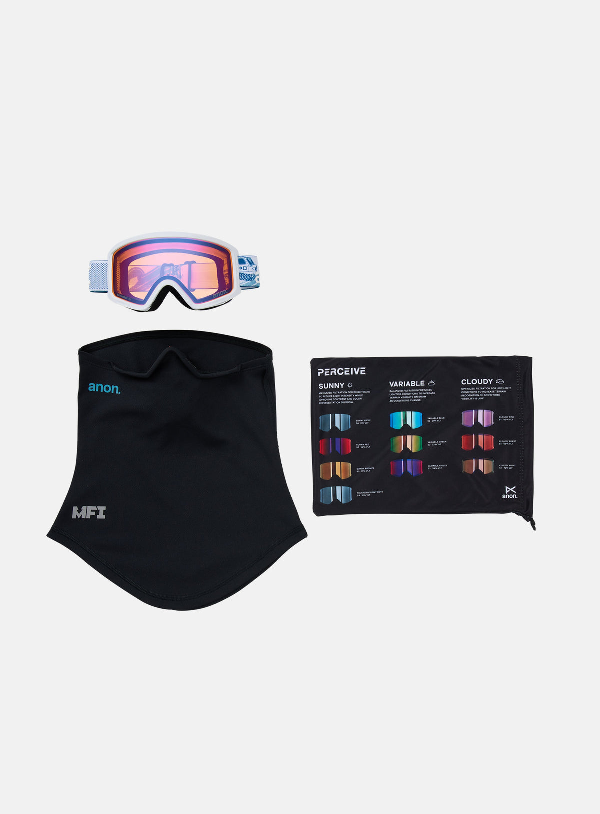 Anon Tracker 2.0 Goggles + MFI® Face Mask | Frame: Mountain Party, Lens: Blue Amber