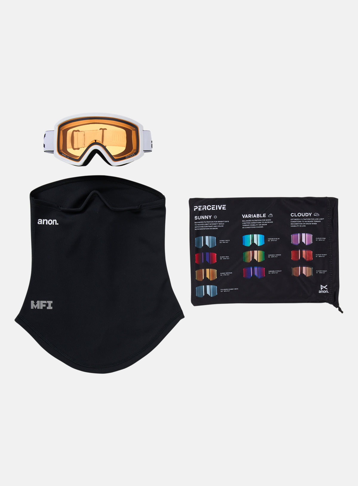 Anon Tracker 2.0 Goggles + MFI® Face Mask | Frame: White, Lens: Amber