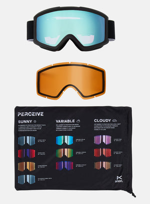 Masque Anon Helix 2.0 + écran supplémentaire | Monture : Noir, Écran : Bleu Perceive pour luminosité variable, Écran de rechange : Ambré (55 %/S1)
