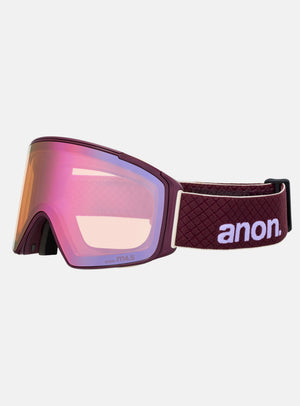 Masque Anon M4S (cylindrique) + écran supplémentaire + masque facial MFI® | Monture : Cerise noire, Écran : Rose Perceive pour faible luminosité