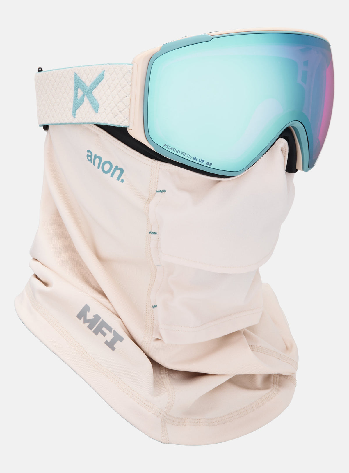 Anon M4S Goggles (Toric) + Bonus Lens + MFI® Face Mask | Frame: Oat, Lens: Perceive Variable Blue