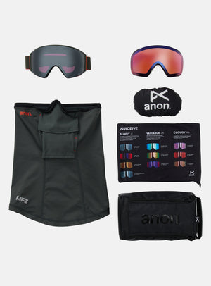 Anon M4S Goggles (Toric) + Bonus Lens + MFI® Face Mask | Frame: Fiesta Red, Lens: Perceive Sunny Onyx