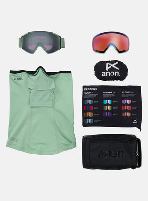 Anon M4S Goggles (Toric) + Bonus Lens + MFI® Face Mask | Frame: Soft Sage, Lens: Perceive Sunny Onyx