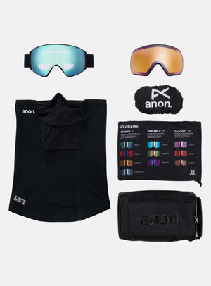 Anon M4S Goggles (Toric) + Bonus Lens + MFI® Face Mask | Frame: Black, Lens: Perceive Variable Blue (21% / S2), Spare Lens: Perceive Cloudy Pink (53% / S1)