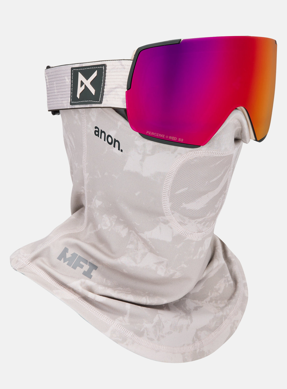 Masque Anon M5 + écran supplémentaire + masque facial MFI® | Monture : Terrazzo minéral, Écran : Rouge Perceive pour forte luminosité