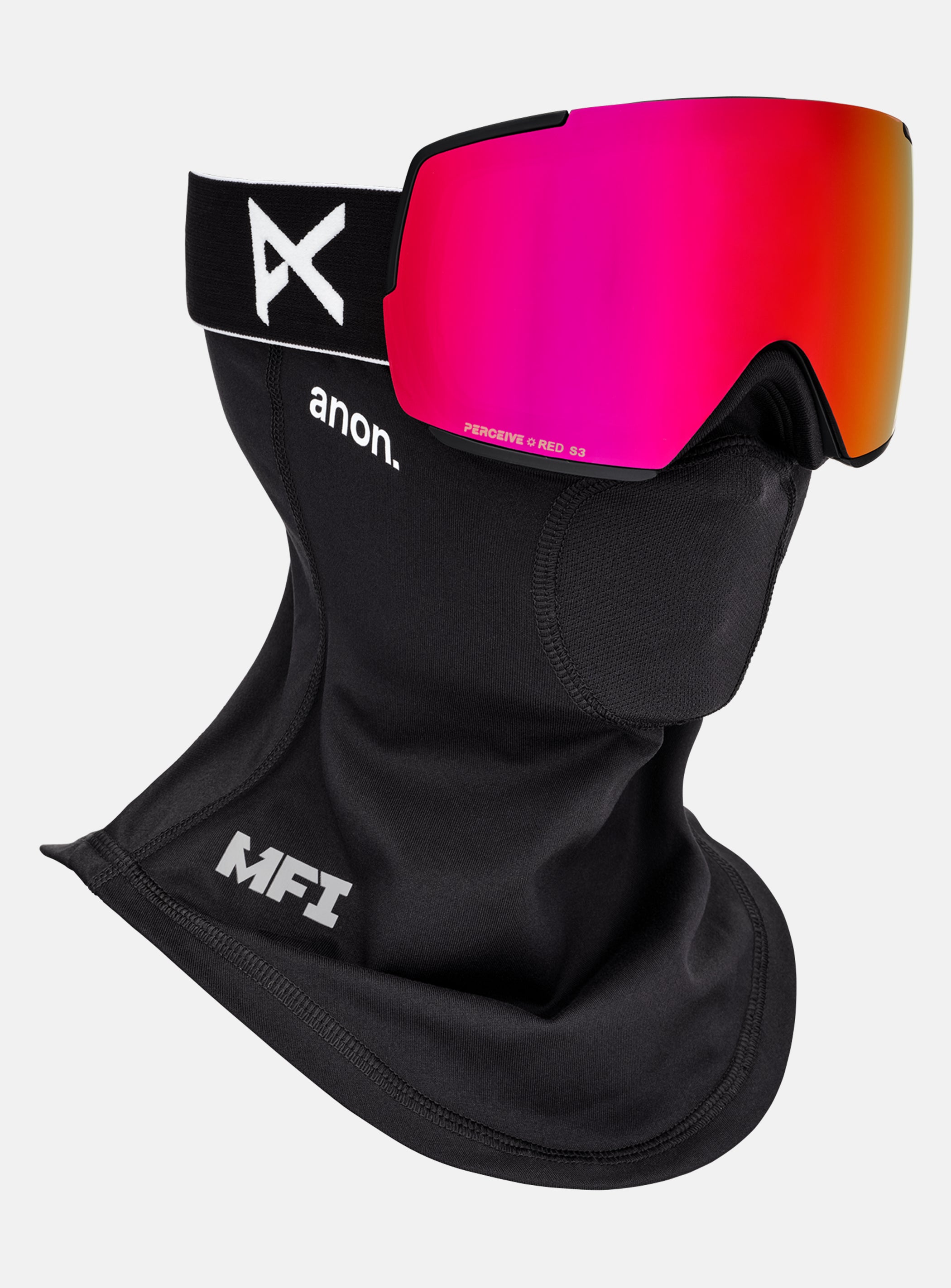 Anon M5 Goggles + Bonus Lens + MFI® Face Mask | Frame: Black, Lens: Perceive Sunny Red