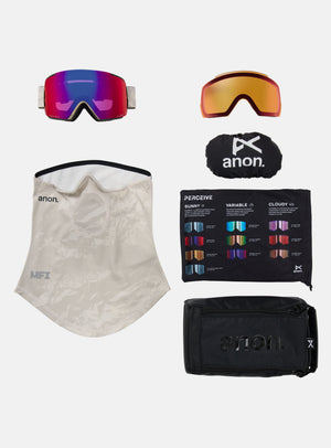 Anon M5S Goggles + Bonus Lens + MFI® Face Mask | Frame: Sediment, Lens: Perceive Sunny Red