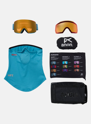 Anon M5S Goggles + Bonus Lens + MFI® Face Mask | Frame: Retro Blue, Lens: Perceive Sunny Bronze