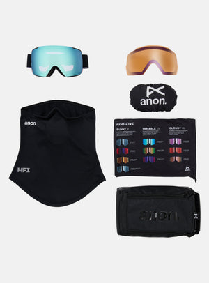 Anon M5S Goggles + Bonus Lens + MFI® Face Mask | Frame: Black, Lens: Perceive Variable Blue
