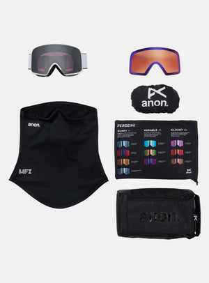 Anon M6 Goggles + Bonus Lens + MFI® Face Mask | Frame: White, Lens: Perceive Sunny Onyx