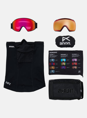 Anon M4S Goggles (Toric) + Bonus Lens + MFI® Face Mask | Frame: Black, Lens: Perceive Sunny Red
