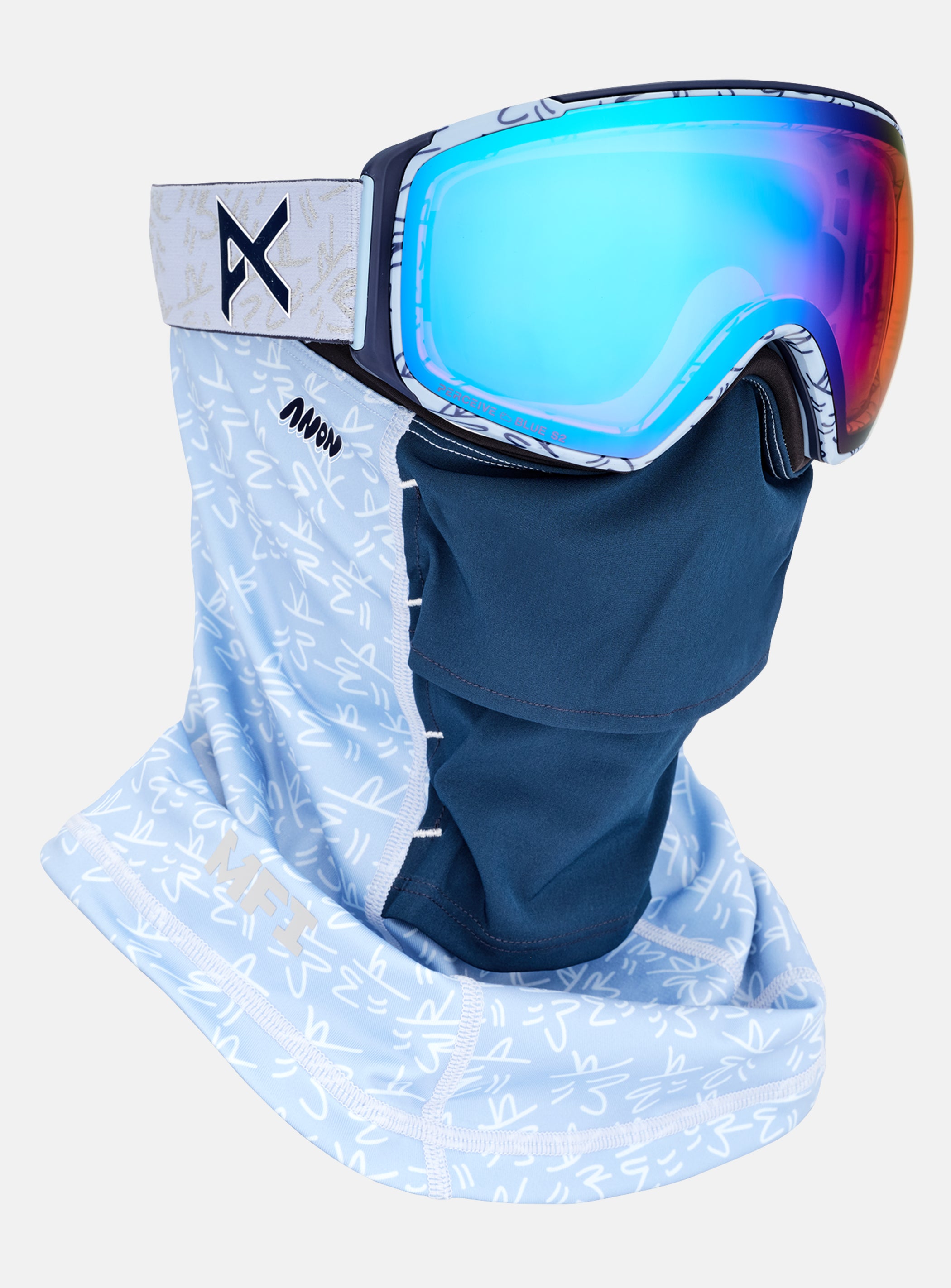 Anon M4S Goggles (Toric) + Bonus Lens + MFI® Face Mask | Frame: LBMIDNIGHTGUS, Lens: Perceive Variable Blue (21% / S2), Spare Lens: Perceive Cloudy Pink (53% / S1)