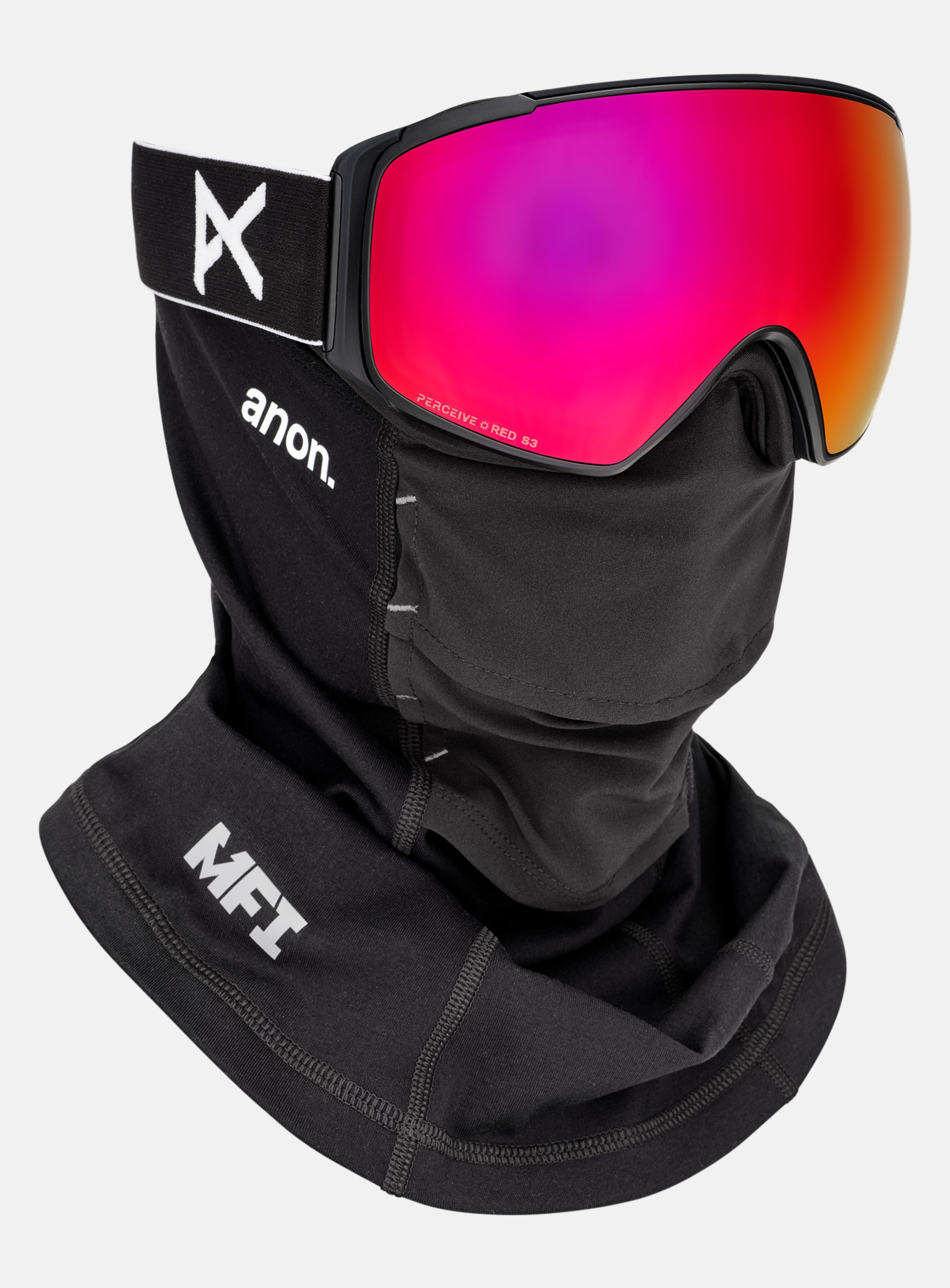 Anon M4S Goggles (Toric) + Bonus Lens + MFI® Face Mask | Frame: Black, Lens: Perceive Sunny Red (14% / S3), Spare Lens: Perceive Cloudy Burst (59% / S1)