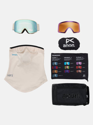 Anon M6 Goggles + Bonus Lens + MFI® Face Mask | Frame: Oat, Lens: Perceive Variable Blue