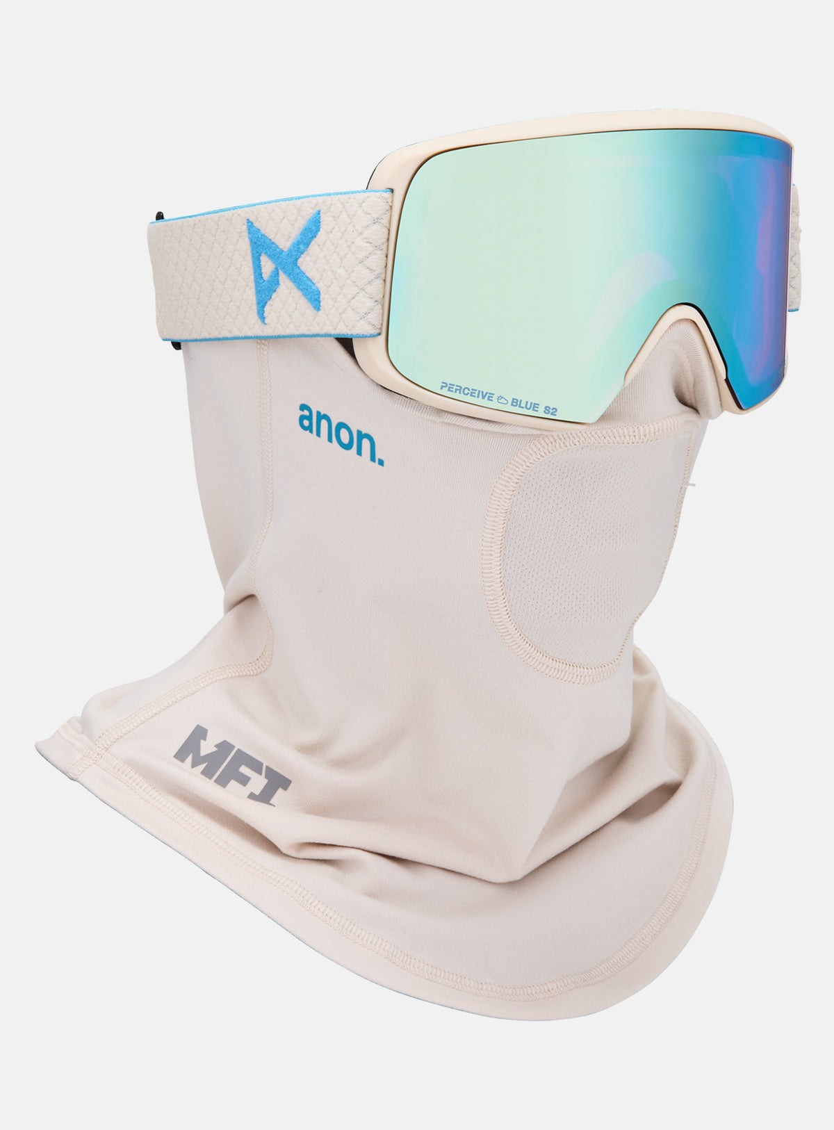 Anon M6S Goggles + Bonus Lens + MFI® Face Mask | Frame: Oat, Lens: Perceive Variable Blue