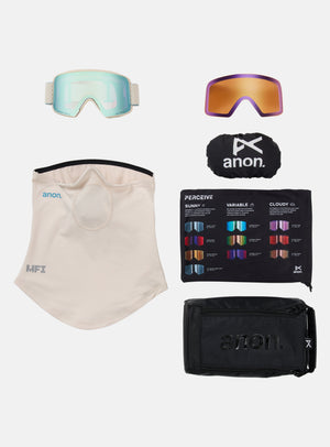 Anon M6S Goggles + Bonus Lens + MFI® Face Mask | Frame: Oat, Lens: Perceive Variable Blue