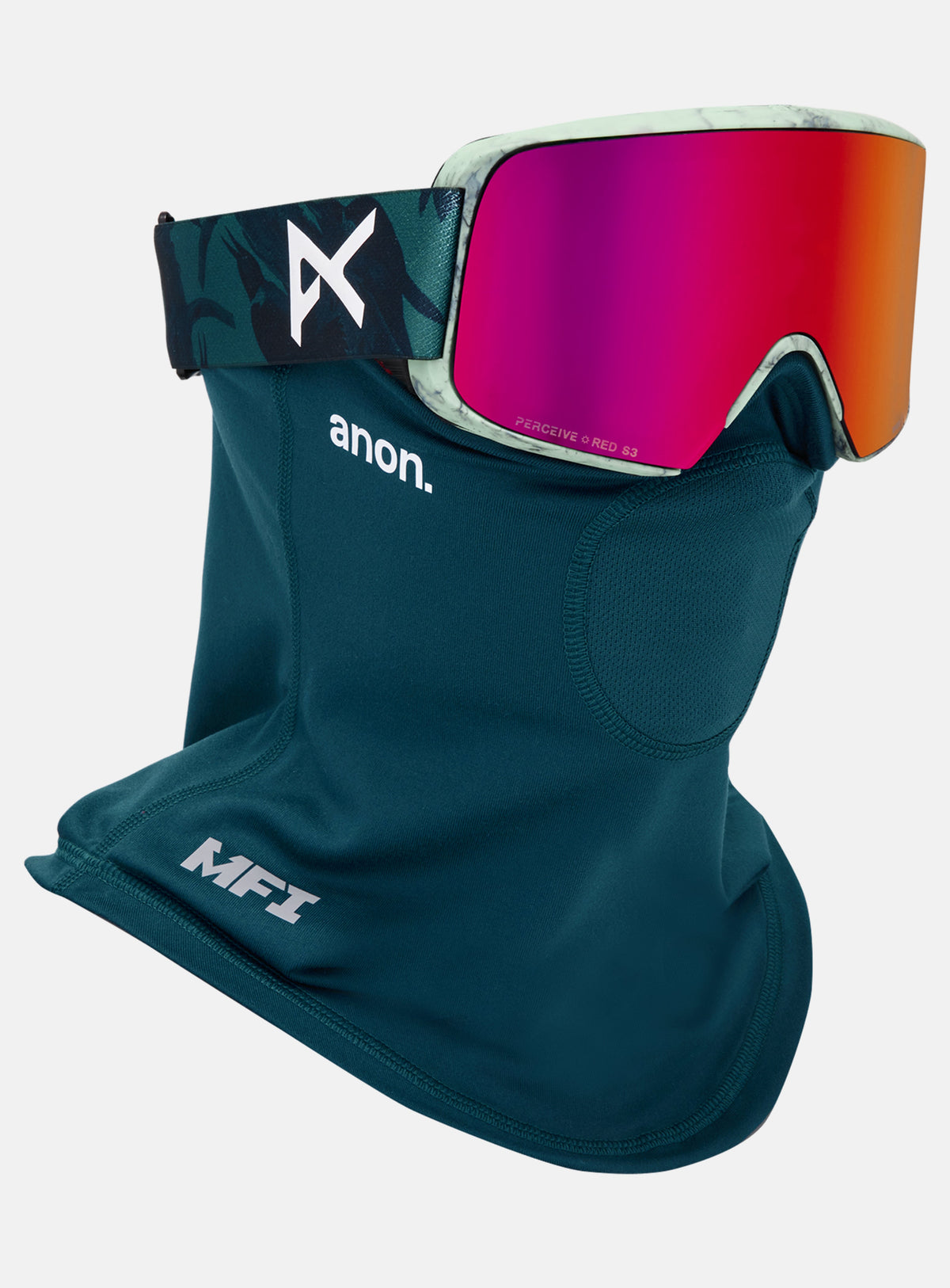 Anon M6S Goggles + Bonus Lens + MFI® Face Mask | Frame: Family Tree, Lens: Perceive Sunny Red