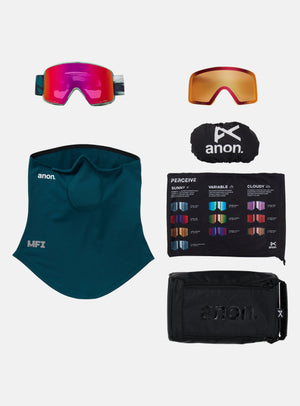 Anon M6S Goggles + Bonus Lens + MFI® Face Mask | Frame: Family Tree, Lens: Perceive Sunny Red