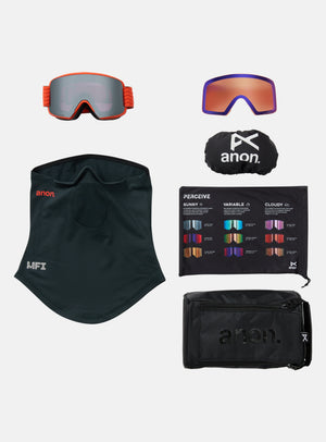Anon M6S Goggles + Bonus Lens + MFI® Face Mask | Frame: Fiesta Red, Lens: Perceive Sunny Onyx