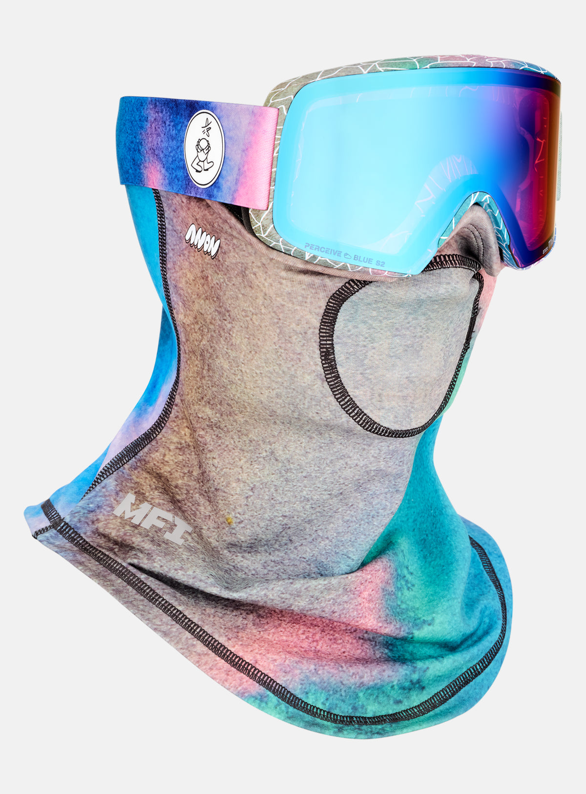 Anon M6S Goggles + Bonus Lens + MFI® Face Mask | Frame: LB Watercolor, Lens: Perceive Variable Blue (21% / S2), Spare Lens: Perceive Cloudy Pink (53% / S1)