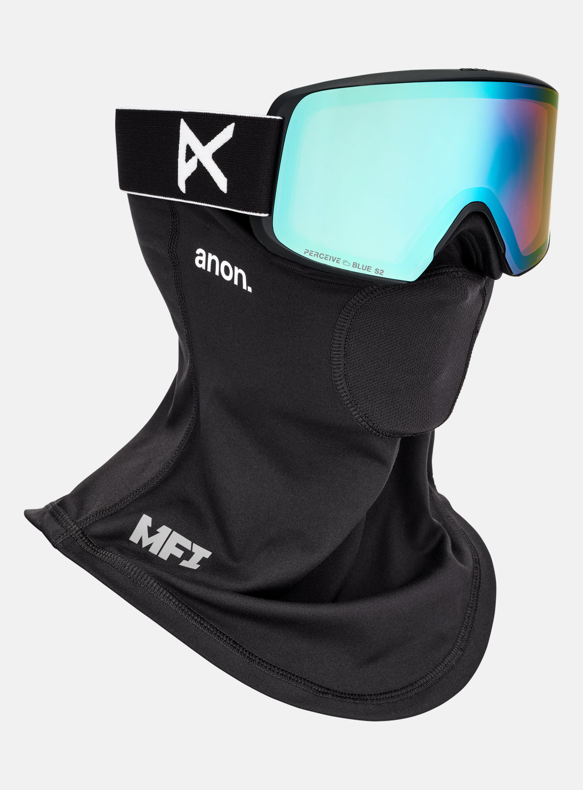 Masque Anon M6S + écran supplémentaire + masque facial MFI® | Monture : Noir, Écran : Bleu Perceive pour luminosité variable