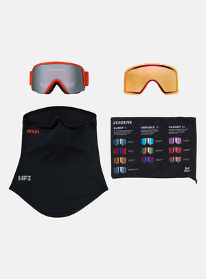 Anon Nesa S Goggles + Bonus Lens + MFI® Face Mask | Frame: Fiesta Red, Lens: Perceive Sunny Onyx
