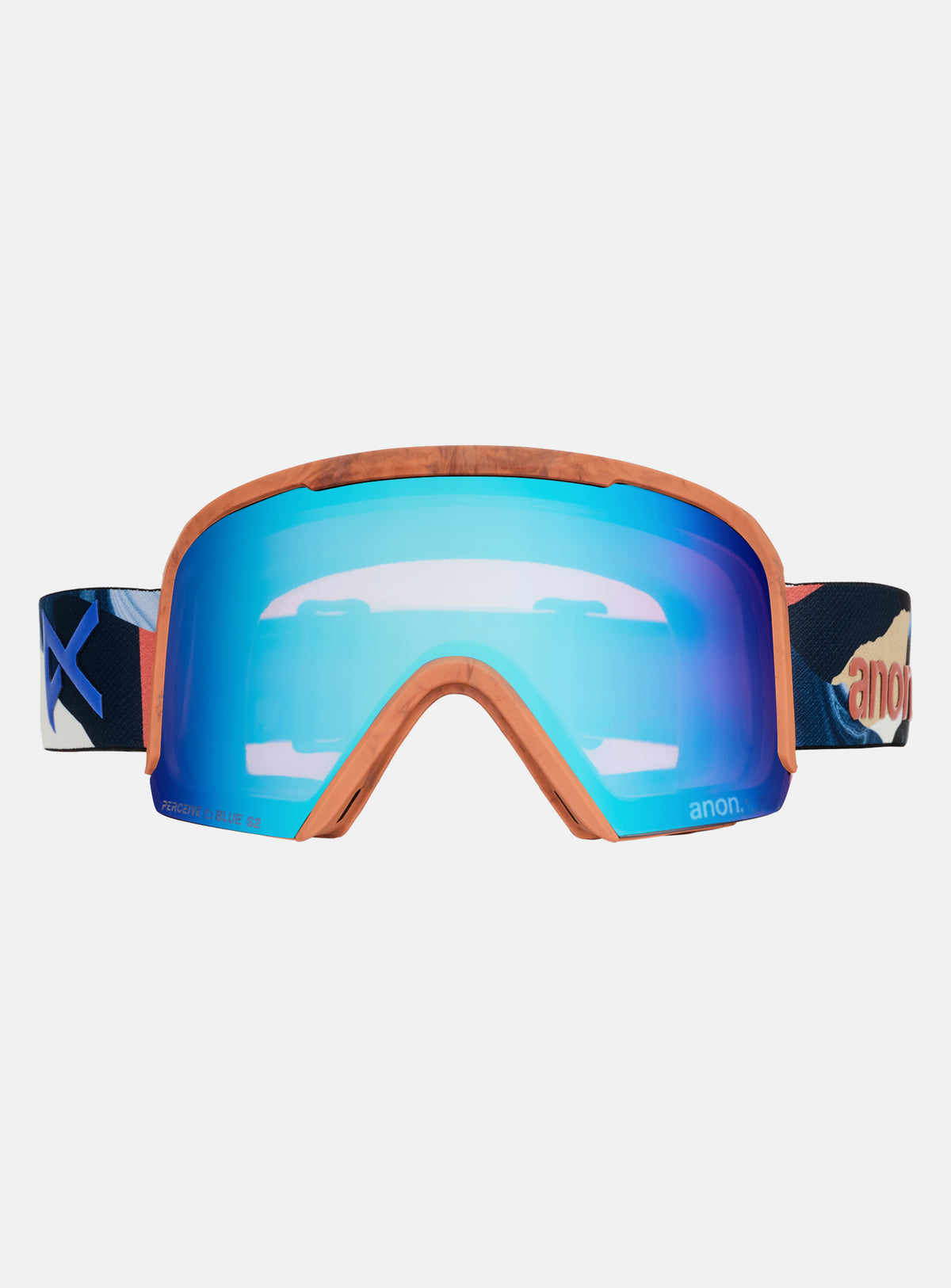 Anon Nesa S Goggles + Bonus Lens + MFI® Face Mask | Frame: Marble Collage, Lens: Perceive Variable Blue (21% / S2), Spare Lens: Perceive Cloudy Pink (53% / S1)
