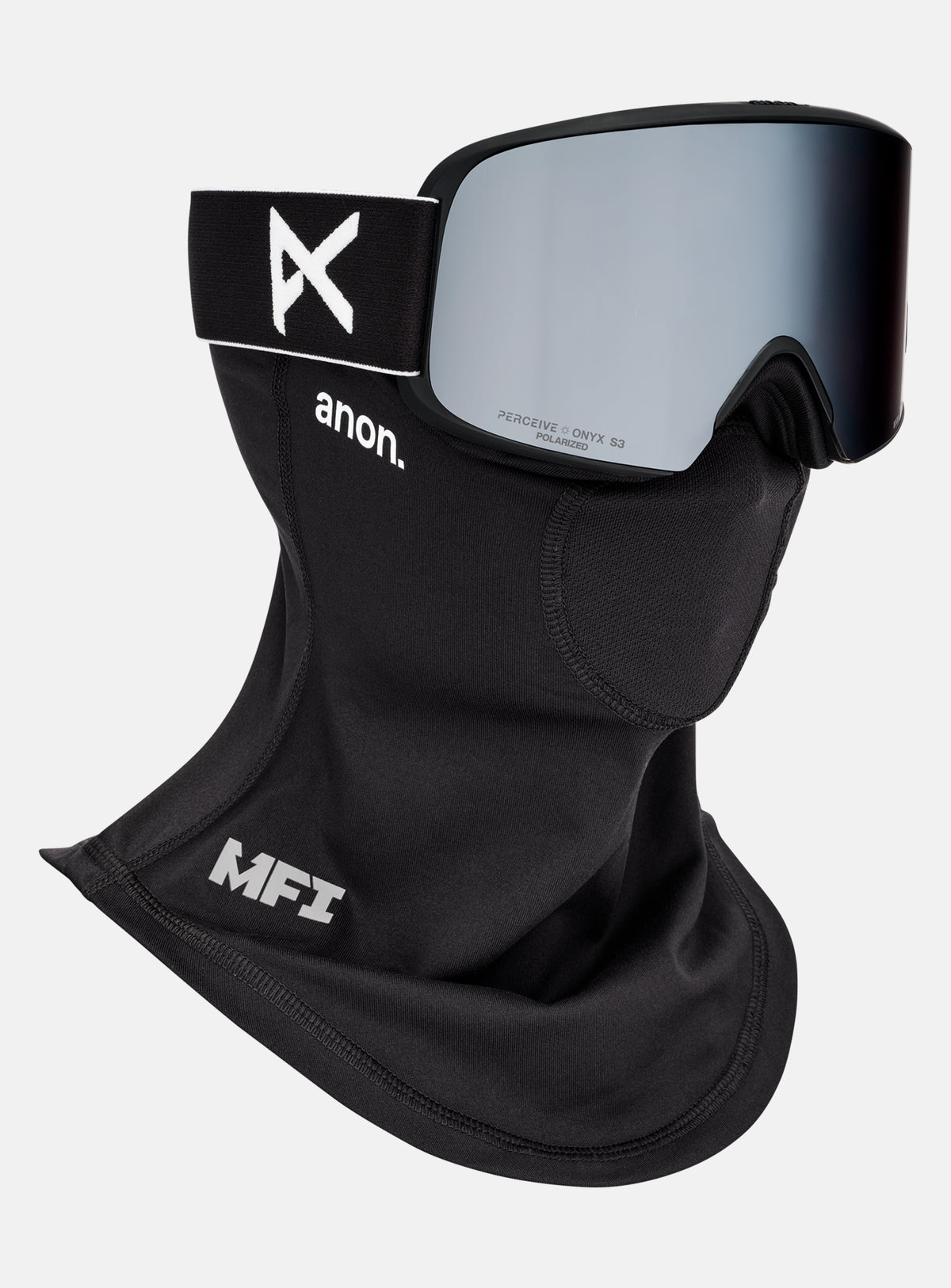 Masque Anon M6 + écran Perceive polarisé + masque facial MFI® | Monture : Noir, Écran : Onyx polarisé Perceive pour forte luminosité