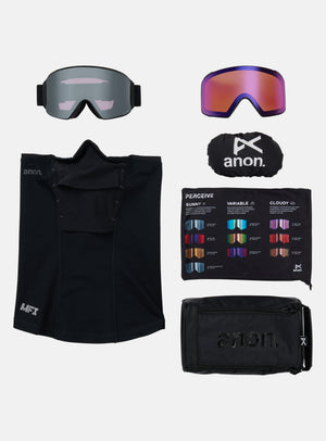 Anon M4 Goggles (Cylindrical) + Bonus Lens + MFI® Face Mask | Frame: Smoke, Lens: Perceive Sunny Onyx
