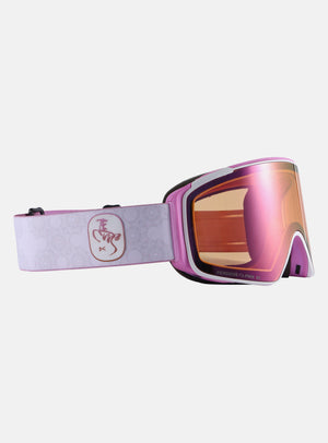 Anon Year of the Horse M4S Goggles (Cylindrical) + Bonus Lens + MFI® Face Mask | Frame: White, Lens: Perceive Cloudy Pink