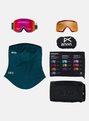 Anon M6 Goggles + Bonus Lens + MFI® Face Mask | Frame: Family Tree, Lens: Perceive Sunny Red