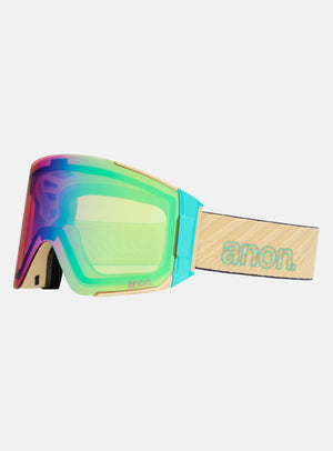 Anon Sync Goggles + Bonus Lens + MFI® Face Mask | Frame: Beechwood, Lens: Perceive Variable Green (22% / S2), Spare Lens: Perceive Cloudy Pink (53% / S1)