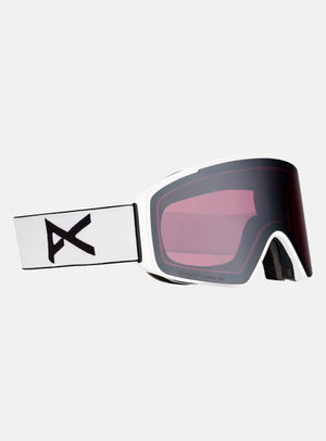 Anon M4S Goggles (Cylindrical) + Bonus Lens + MFI® Face Mask | Frame: White, Lens: Perceive Sunny Onyx (6% / S4), Spare Lens: Perceive Variable Violet (34% / S2)