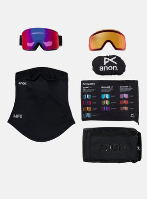 Anon M5 Goggles + Bonus Lens + MFI® Face Mask | Frame: Black, Lens: Perceive Sunny Red