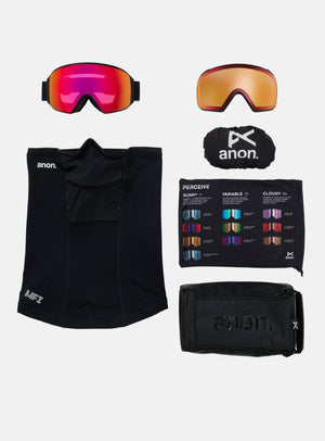 Anon M4 Goggles (Toric) + Bonus Perceive Lens + MFI® Face Mask | Frame: Black, Lens: Perceive Sunny Red