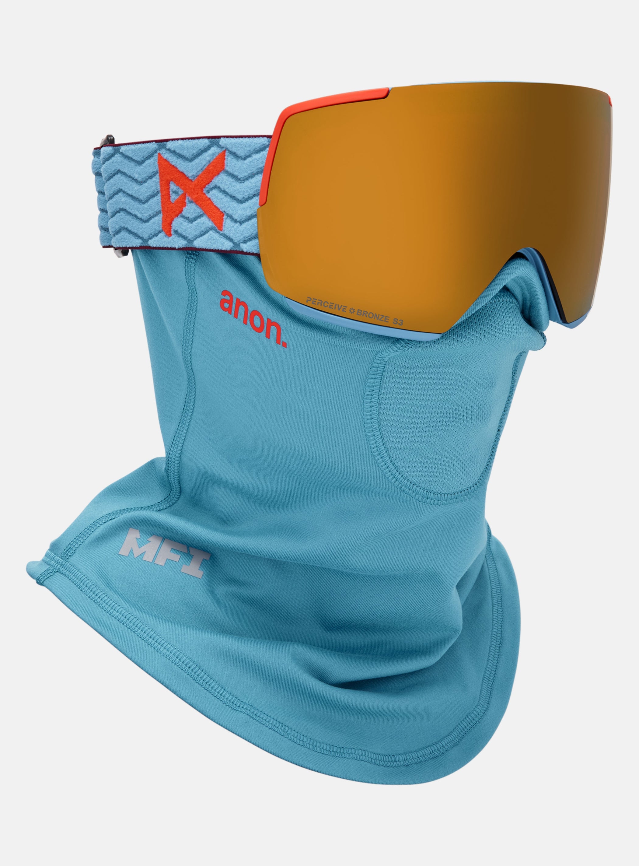 Anon M5 Goggles + Bonus Lens + MFI® Face Mask | Frame: Retro Blue, Lens: Perceive Sunny Bronze