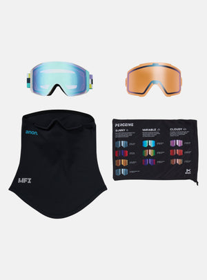 Anon Sync Goggles + Bonus Lens + MFI® Face Mask | Frame: Pixel, Lens: Perceive Variable Blue