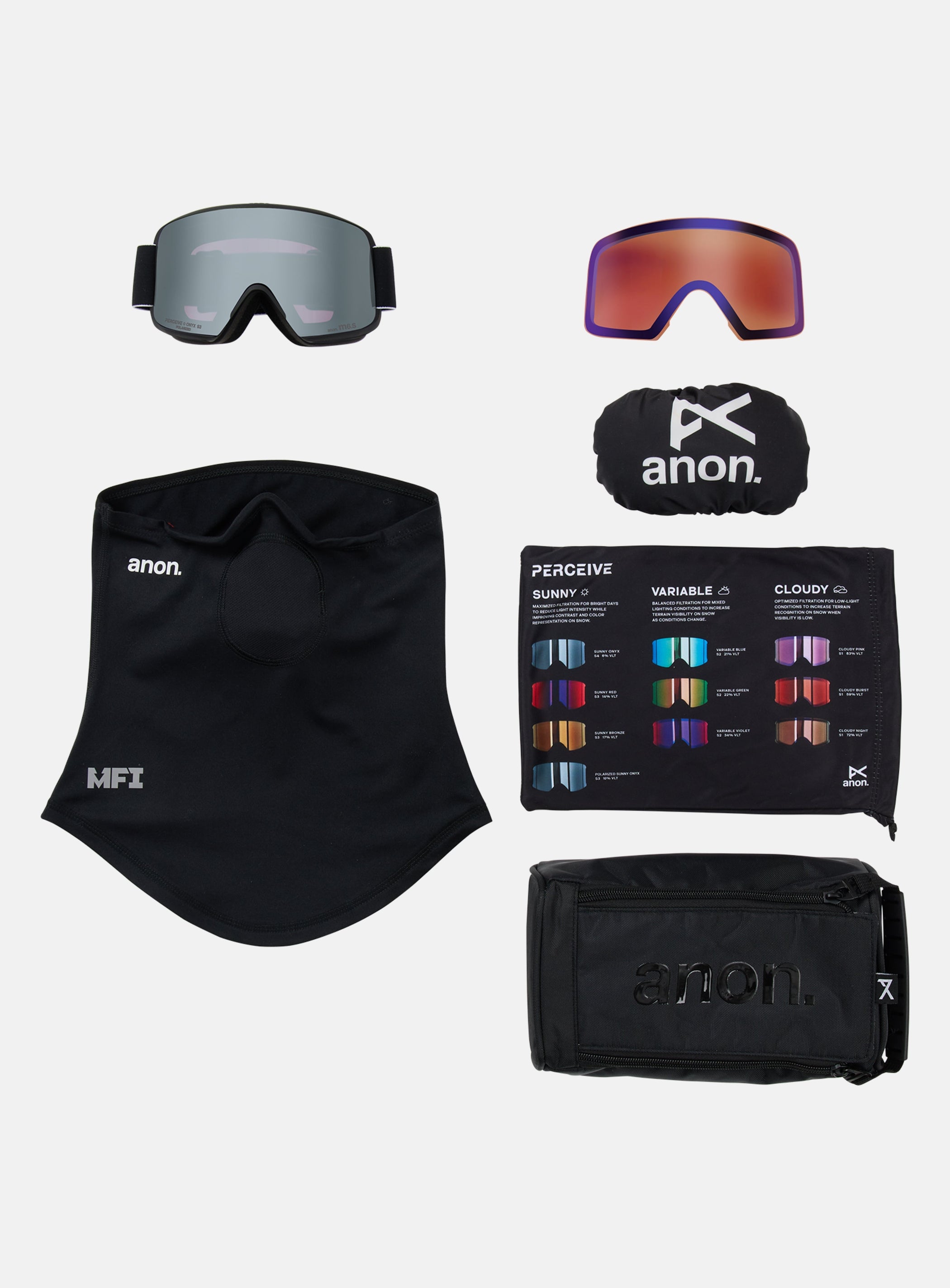 Anon M6S Goggles + Polarized Perceive Lens + MFI® Face Mask | Frame: Black, Lens: Perceive Sunny Polarized Onyx